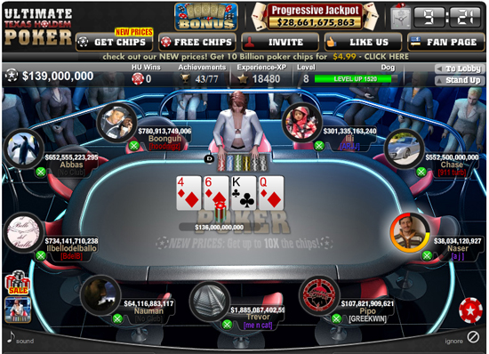 Discount chips for the poker game Ultimate Qublix Poker on Facebook.